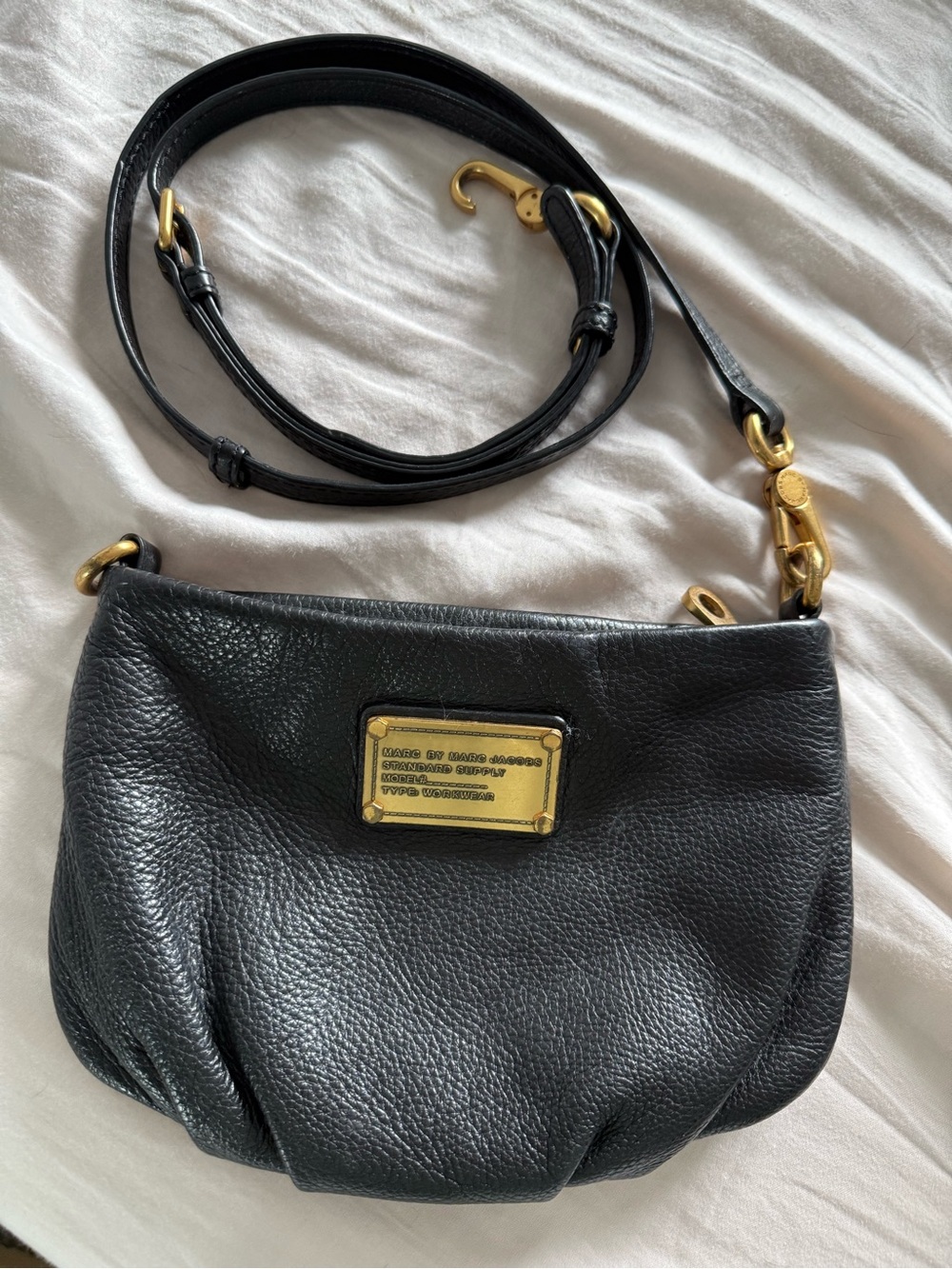 Marc by Marc Jacobs Black Leather Crossbody with Gold Plate